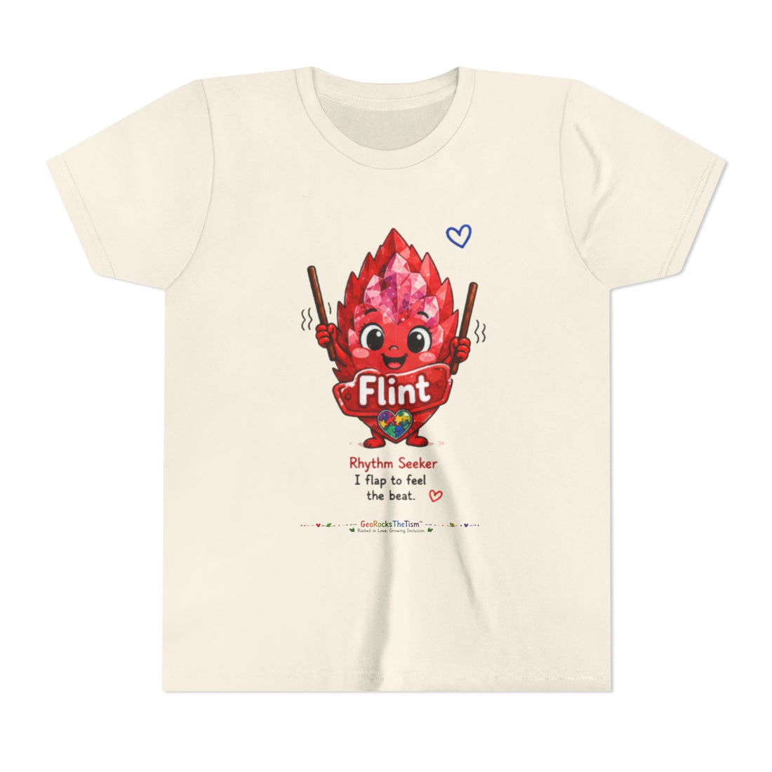 “Geo Flaps With Sticks!” Stimming Geode -Autism Self Sensory Regulation Youth Tee - Geo Rocks The 'Tism