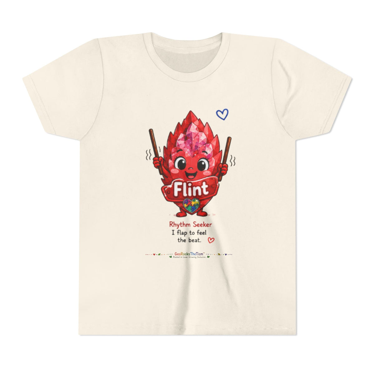 “Geo Flaps With Sticks!” Stimming Geode -Autism Self Sensory Regulation Youth Tee - Geo Rocks The 'Tism