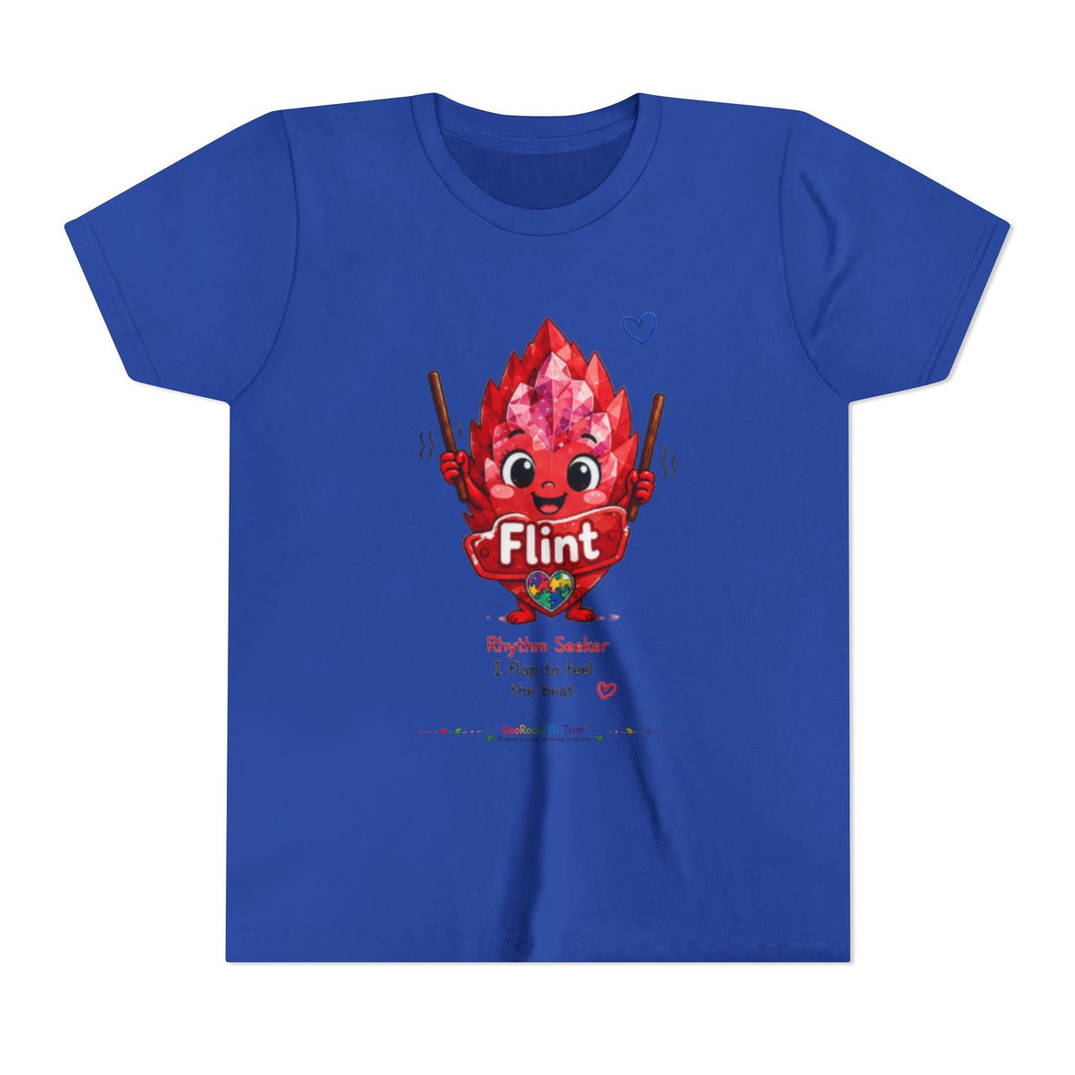 “Geo Flaps With Sticks!” Stimming Geode -Autism Self Sensory Regulation Youth Tee - Geo Rocks The 'Tism