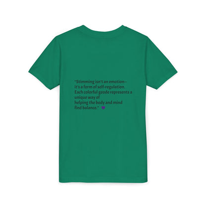 “GEO Flaps with Sticks!” Stimming Geode -Autism Self Sensory Regulation Youth Tee - Geo Rocks The 'Tism