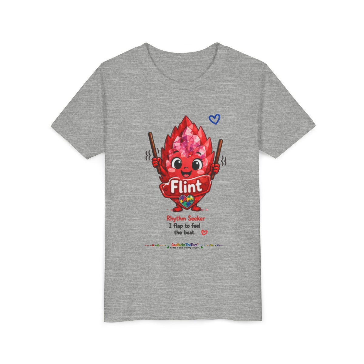 “Geo Flaps With Sticks!” Stimming Geode -Autism Self Sensory Regulation Youth Tee - Geo Rocks The 'Tism