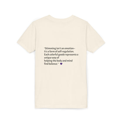 “GEO Flaps with Sticks!” Stimming Geode -Autism Self Sensory Regulation Youth Tee - Geo Rocks The 'Tism
