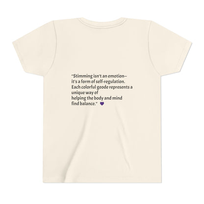 “GEO Flaps with Sticks!” Stimming Geode -Autism Self Sensory Regulation Youth Tee - Geo Rocks The 'Tism