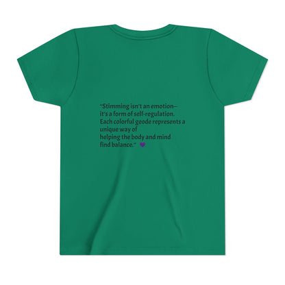 “GEO Flaps with Sticks!” Stimming Geode -Autism Self Sensory Regulation Youth Tee - Geo Rocks The 'Tism