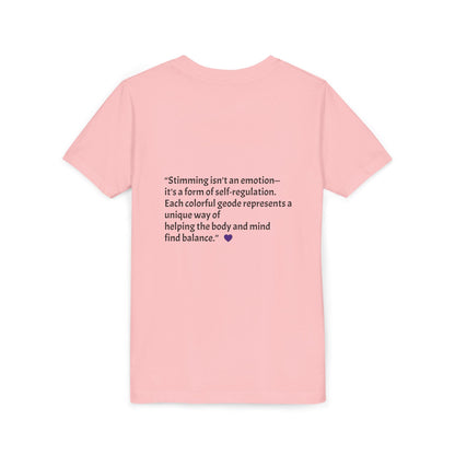 “GEO Flaps with Sticks!” Stimming Geode -Autism Self Sensory Regulation Youth Tee - Geo Rocks The 'Tism