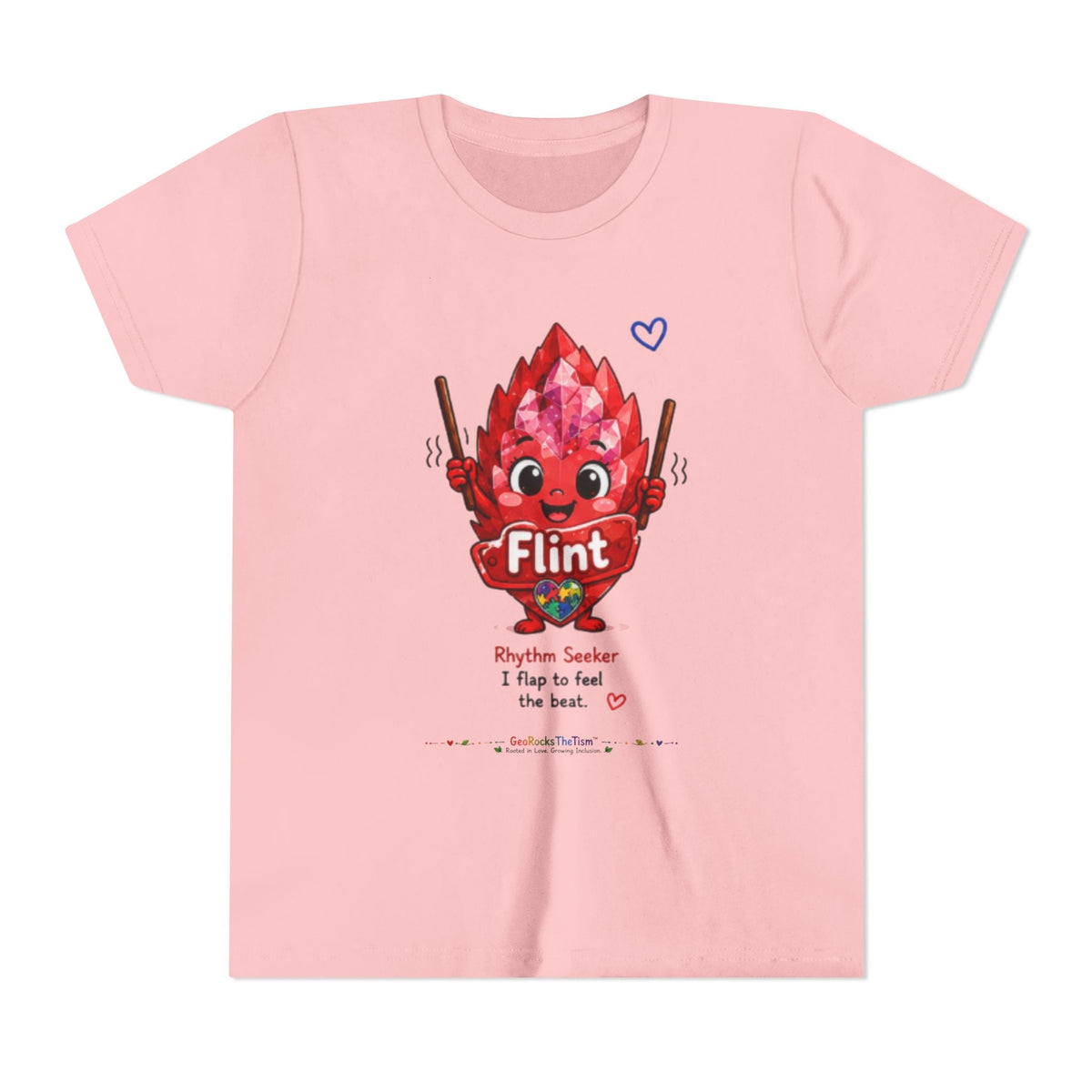 “Geo Flaps With Sticks!” Stimming Geode -Autism Self Sensory Regulation Youth Tee - Geo Rocks The 'Tism
