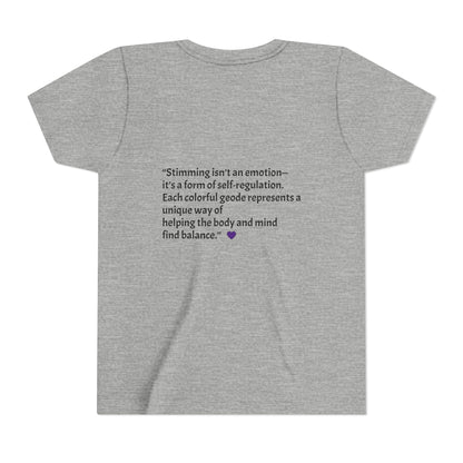 “GEO Flaps with Sticks!” Stimming Geode -Autism Self Sensory Regulation Youth Tee - Geo Rocks The 'Tism