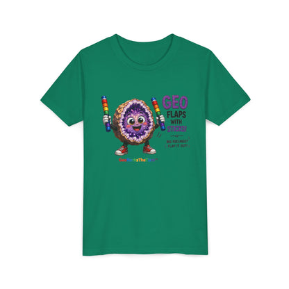 “GEO Flaps with Sticks!” Stimming Geode -Autism Self Sensory Regulation Youth Tee - Geo Rocks The 'Tism