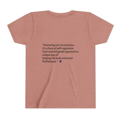 “GEO Flaps with Sticks!” Stimming Geode -Autism Self Sensory Regulation Youth Tee - Geo Rocks The 'Tism