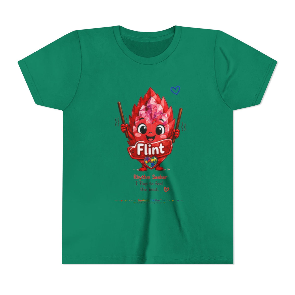 “Geo Flaps With Sticks!” Stimming Geode -Autism Self Sensory Regulation Youth Tee - Geo Rocks The 'Tism