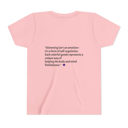 “GEO Flaps with Sticks!” Stimming Geode -Autism Self Sensory Regulation Youth Tee - Geo Rocks The 'Tism