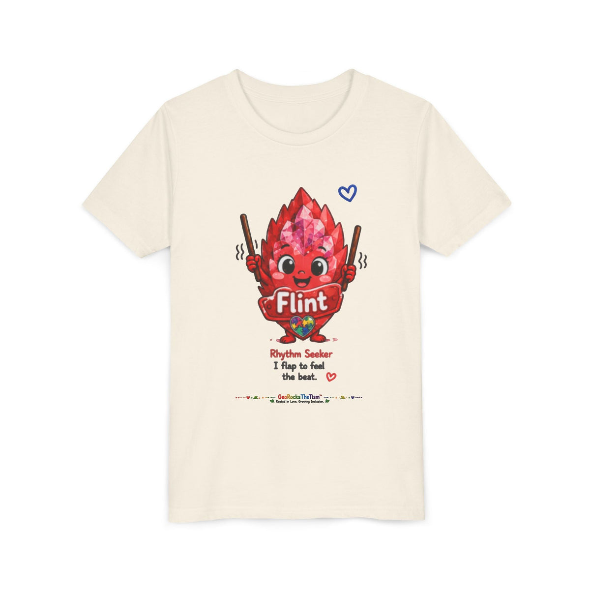 “Geo Flaps With Sticks!” Stimming Geode -Autism Self Sensory Regulation Youth Tee - Geo Rocks The 'Tism