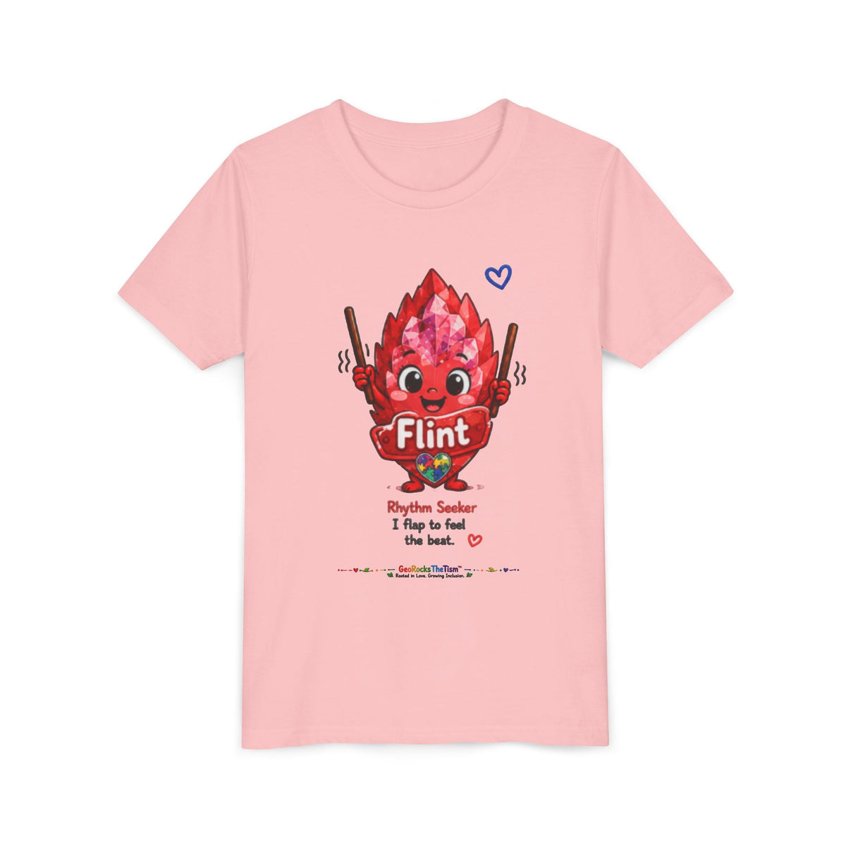 “Geo Flaps With Sticks!” Stimming Geode -Autism Self Sensory Regulation Youth Tee - Geo Rocks The 'Tism