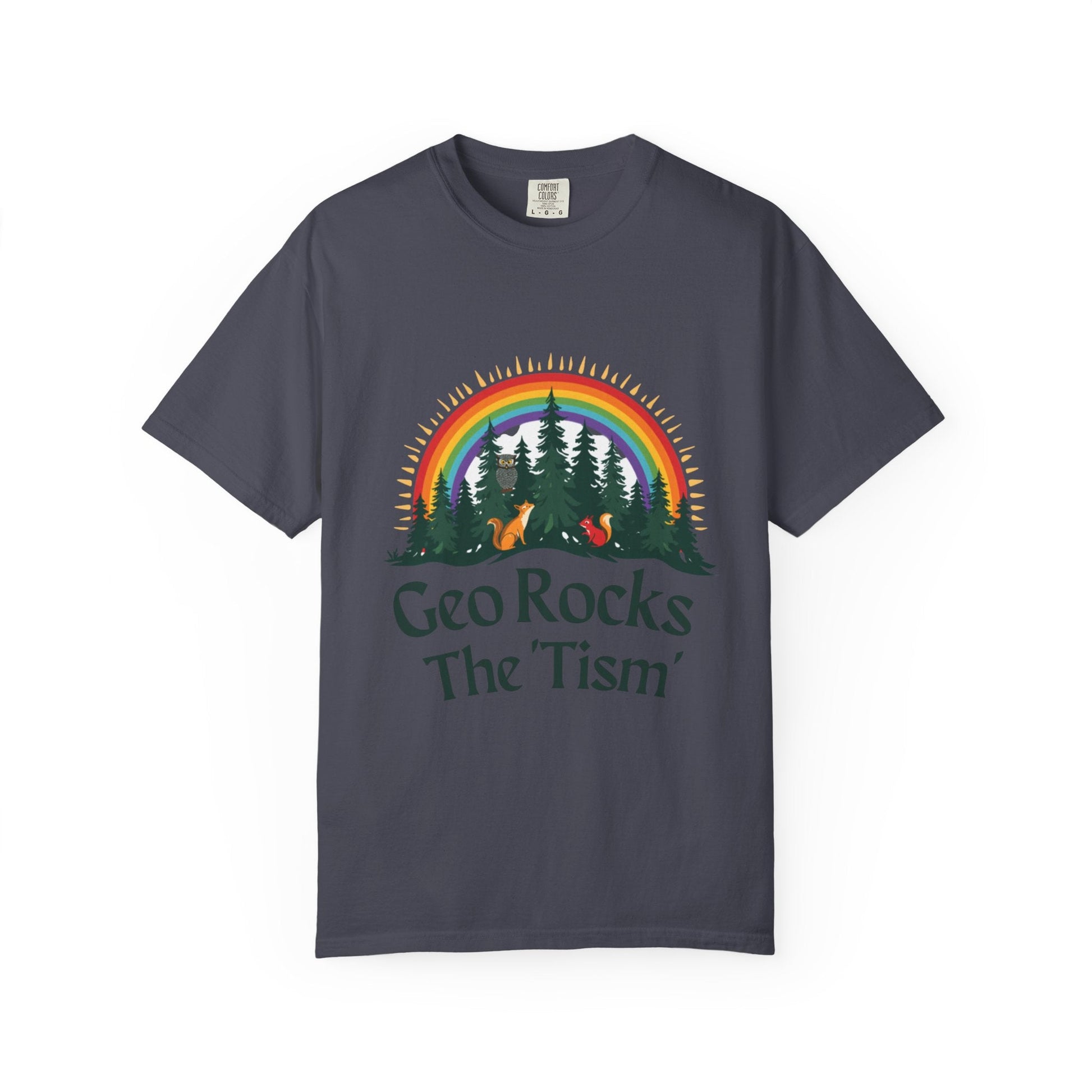 "Geo Rocks The 'Tism" Forest Design Garment - Dyed T-Shirt | Comfort Colors | 9 Colors, S–4XL - Geo Rocks The 'Tism