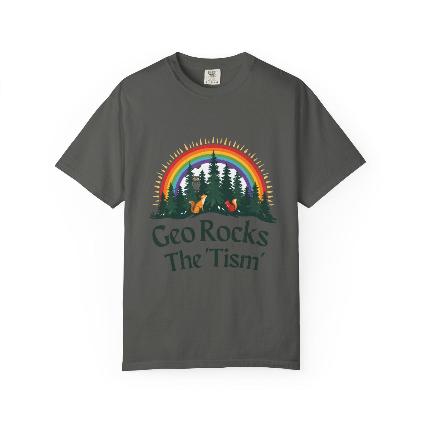 "Geo Rocks The 'Tism" Forest Design Garment - Dyed T-Shirt | Comfort Colors | 9 Colors, S–4XL - Geo Rocks The 'Tism