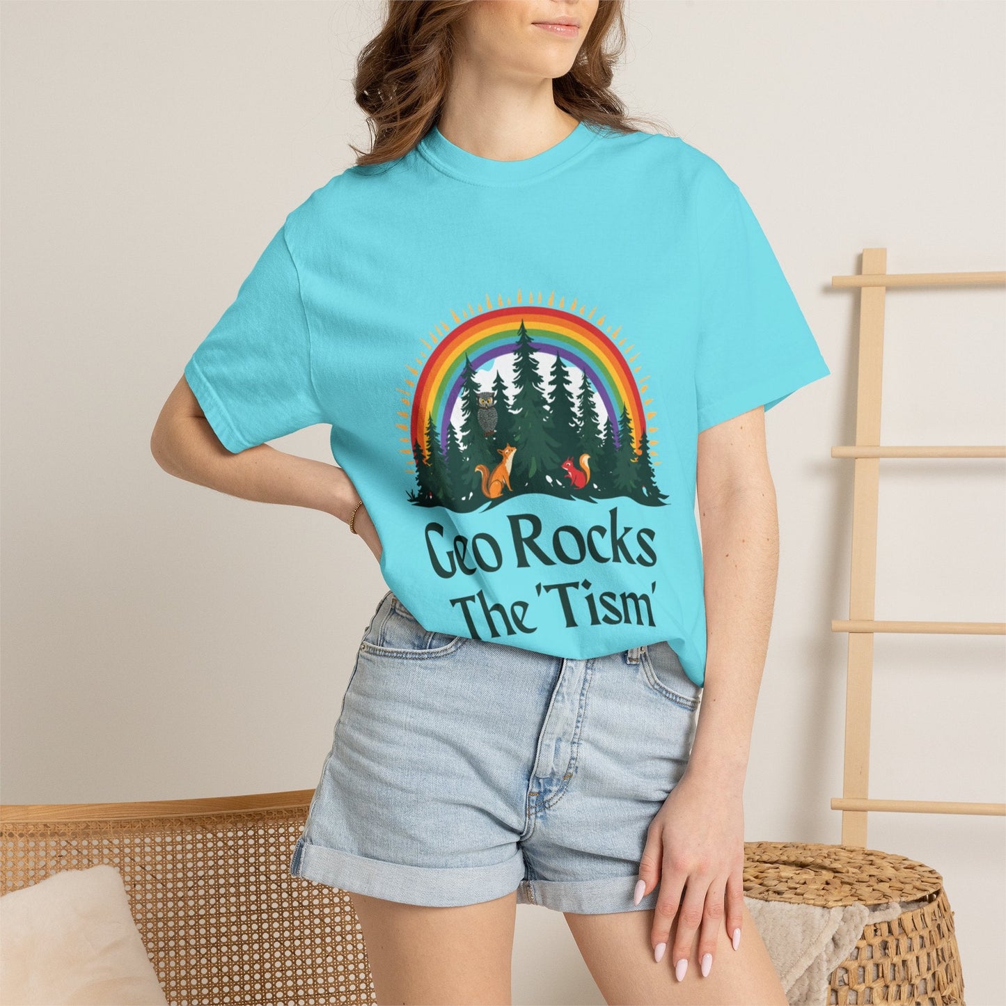 "Geo Rocks The 'Tism" Forest Design Garment - Dyed T-Shirt | Comfort Colors | 9 Colors, S–4XL - Geo Rocks The 'Tism