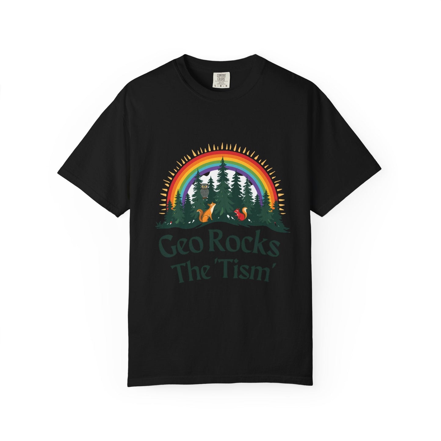 "Geo Rocks The 'Tism" Forest Design Garment - Dyed T-Shirt | Comfort Colors | 9 Colors, S–4XL - Geo Rocks The 'Tism