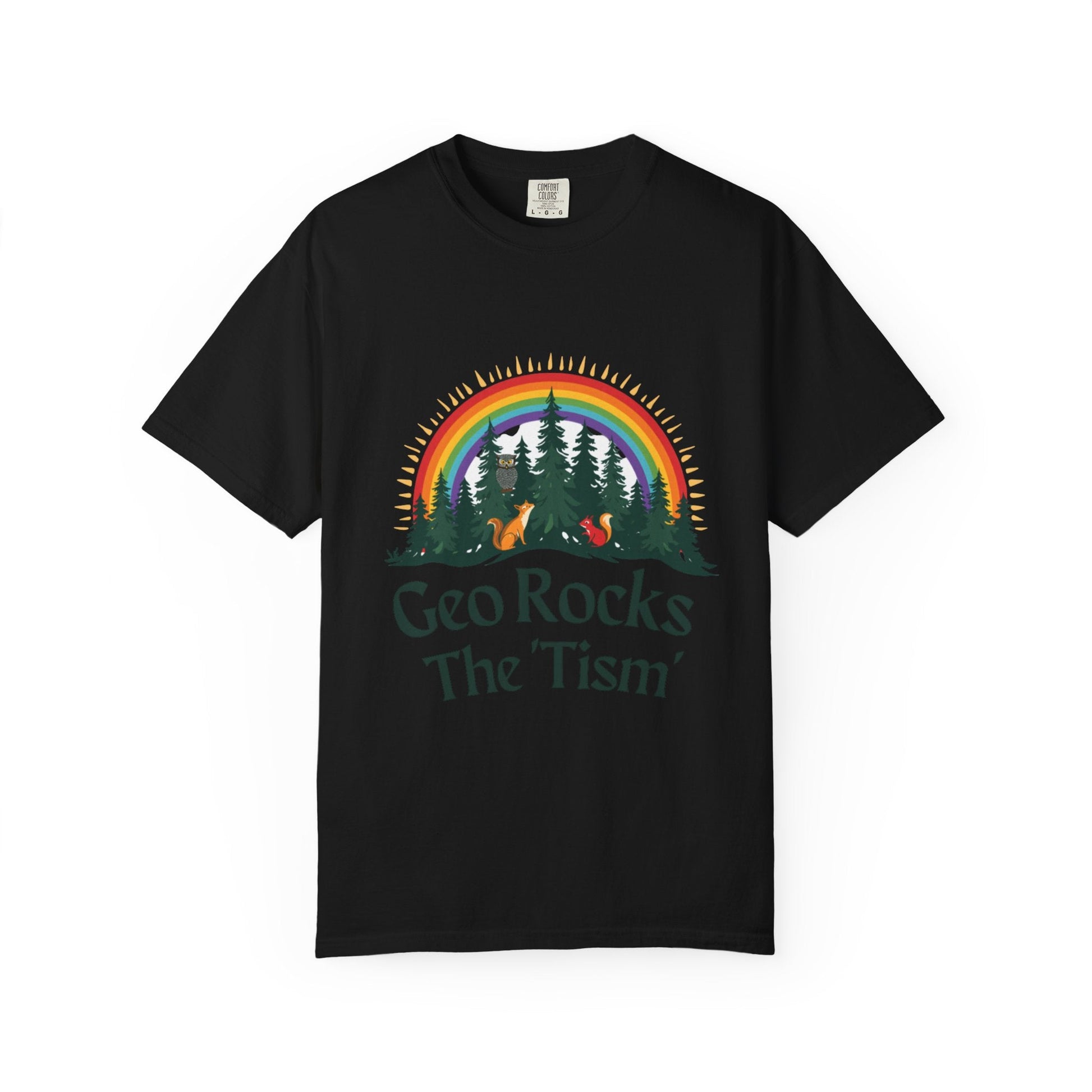 "Geo Rocks The 'Tism" Forest Design Garment - Dyed T-Shirt | Comfort Colors | 9 Colors, S–4XL - Geo Rocks The 'Tism