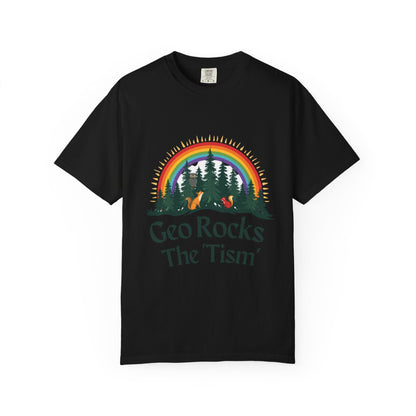 "Geo Rocks The 'Tism" Forest Design Garment - Dyed T-Shirt | Comfort Colors | 9 Colors, S–4XL - Geo Rocks The 'Tism