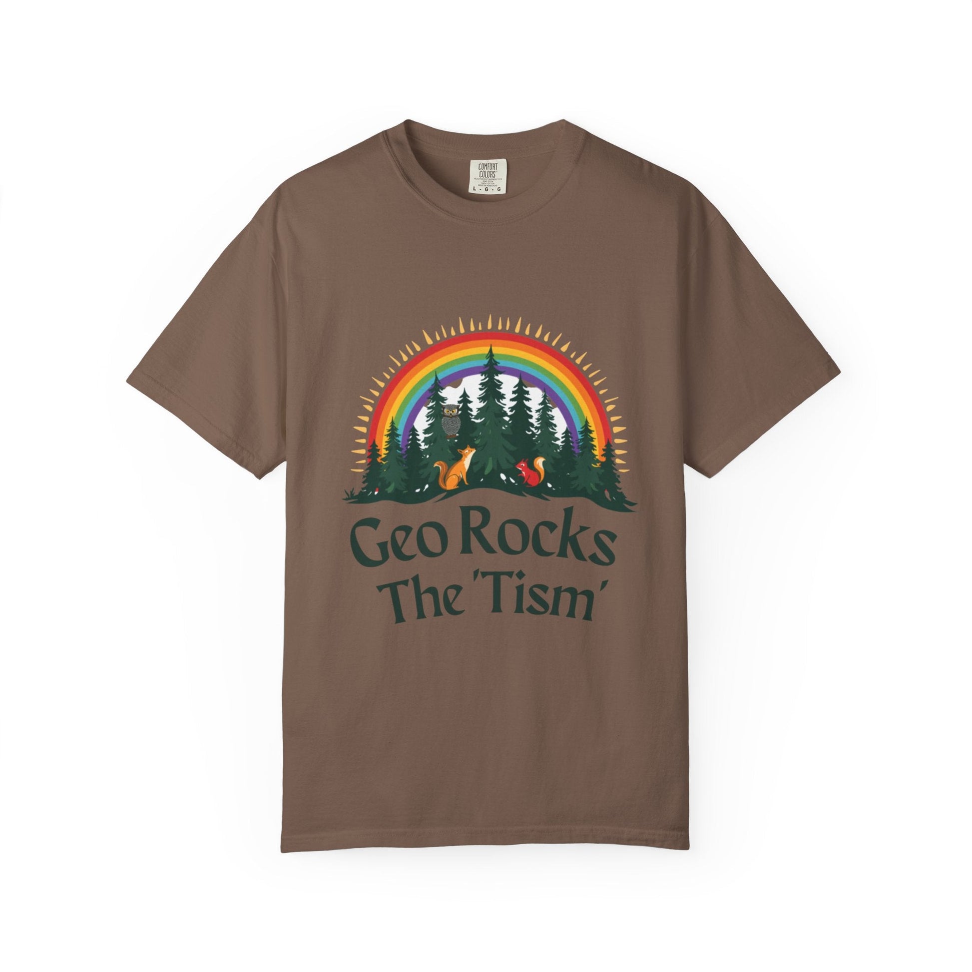 "Geo Rocks The 'Tism" Forest Design Garment - Dyed T-Shirt | Comfort Colors | 9 Colors, S–4XL - Geo Rocks The 'Tism
