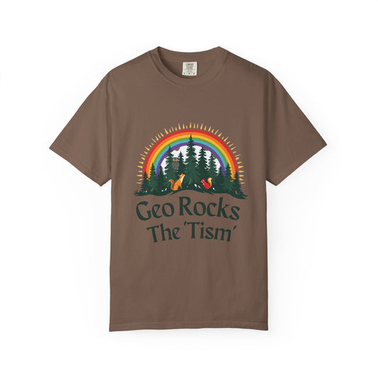 "Geo Rocks The 'Tism" Forest Design Garment - Dyed T-Shirt | Comfort Colors | 9 Colors, S–4XL - Geo Rocks The 'Tism
