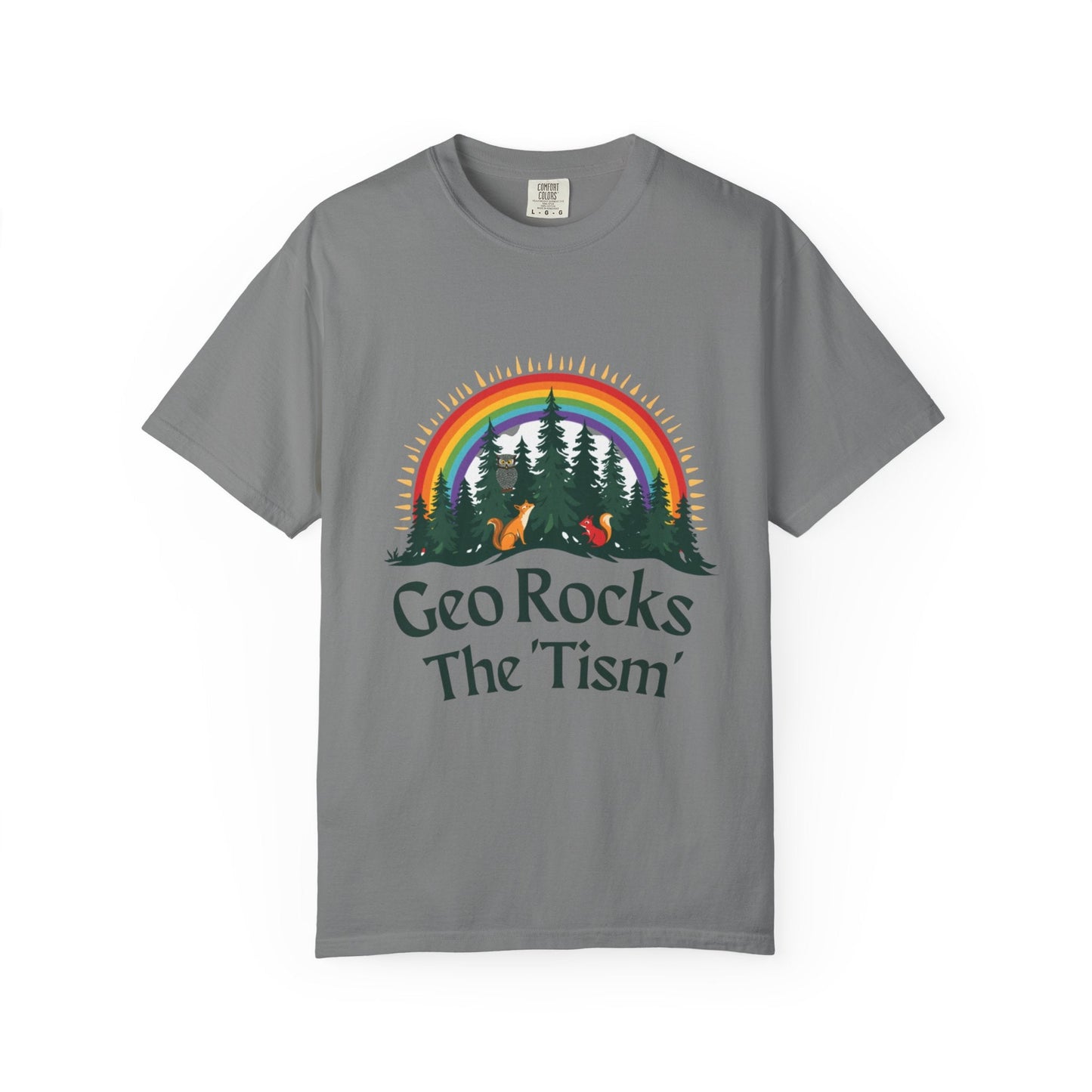 "Geo Rocks The 'Tism" Forest Design Garment - Dyed T-Shirt | Comfort Colors | 9 Colors, S–4XL - Geo Rocks The 'Tism