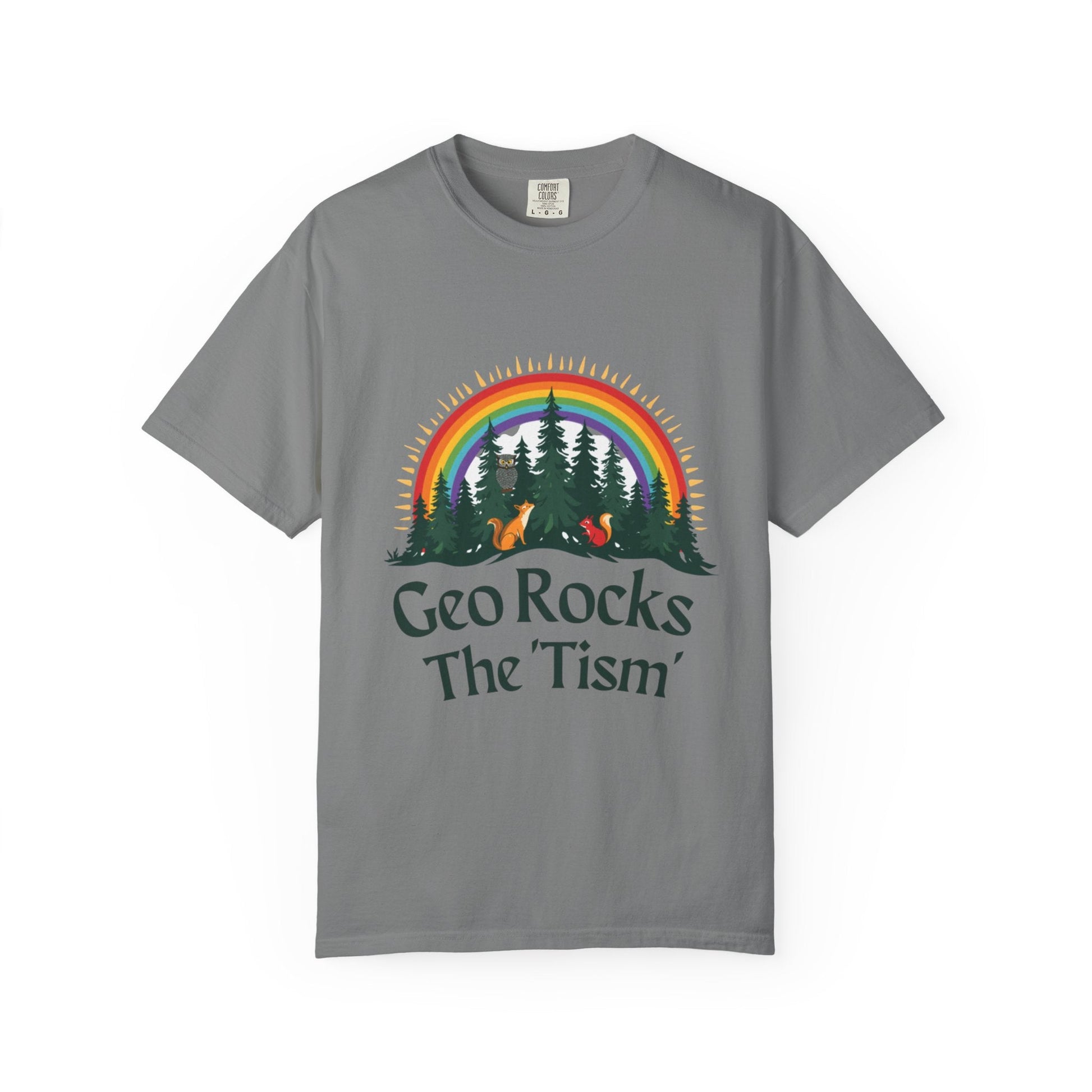 "Geo Rocks The 'Tism" Forest Design Garment - Dyed T-Shirt | Comfort Colors | 9 Colors, S–4XL - Geo Rocks The 'Tism