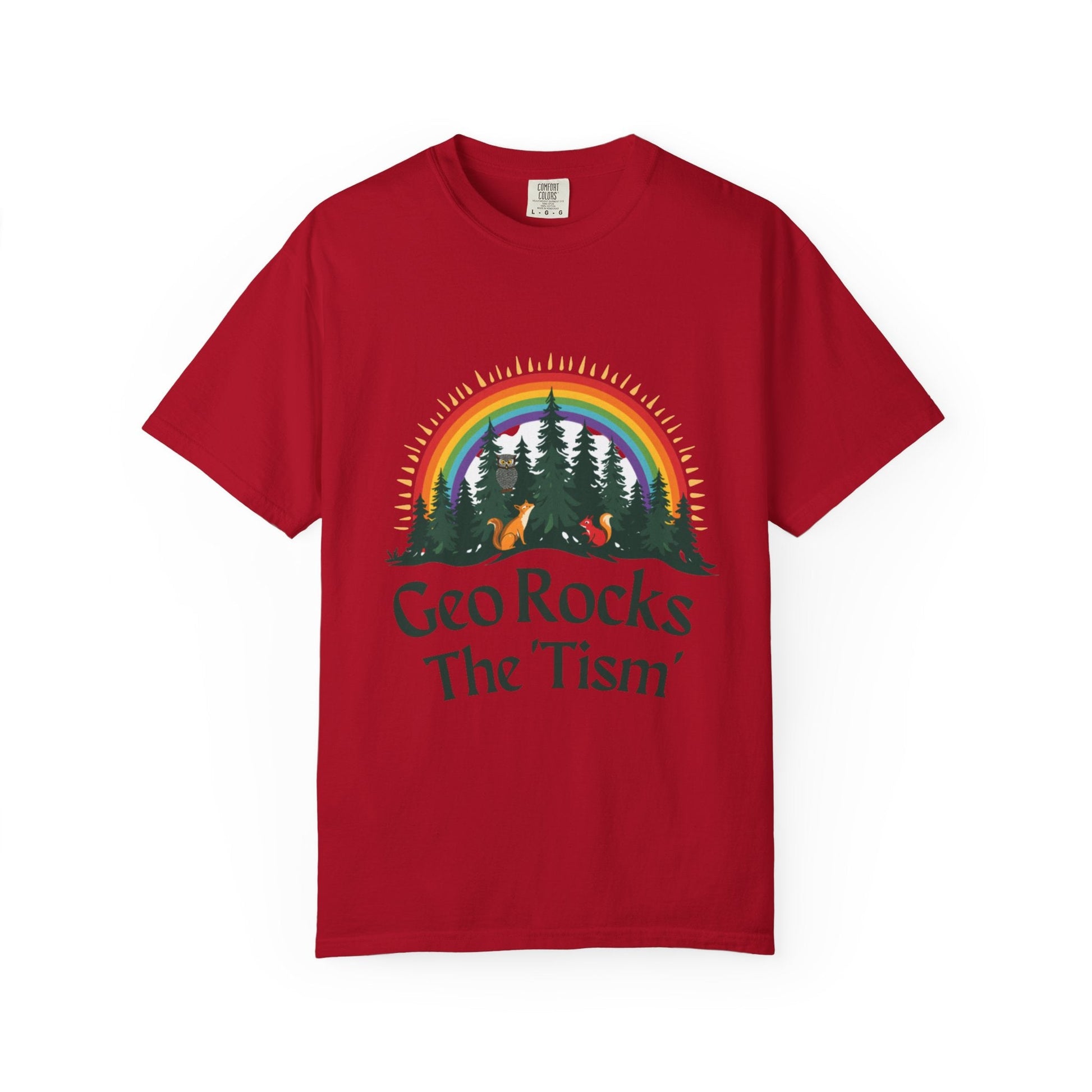 "Geo Rocks The 'Tism" Forest Design Garment - Dyed T-Shirt | Comfort Colors | 9 Colors, S–4XL - Geo Rocks The 'Tism