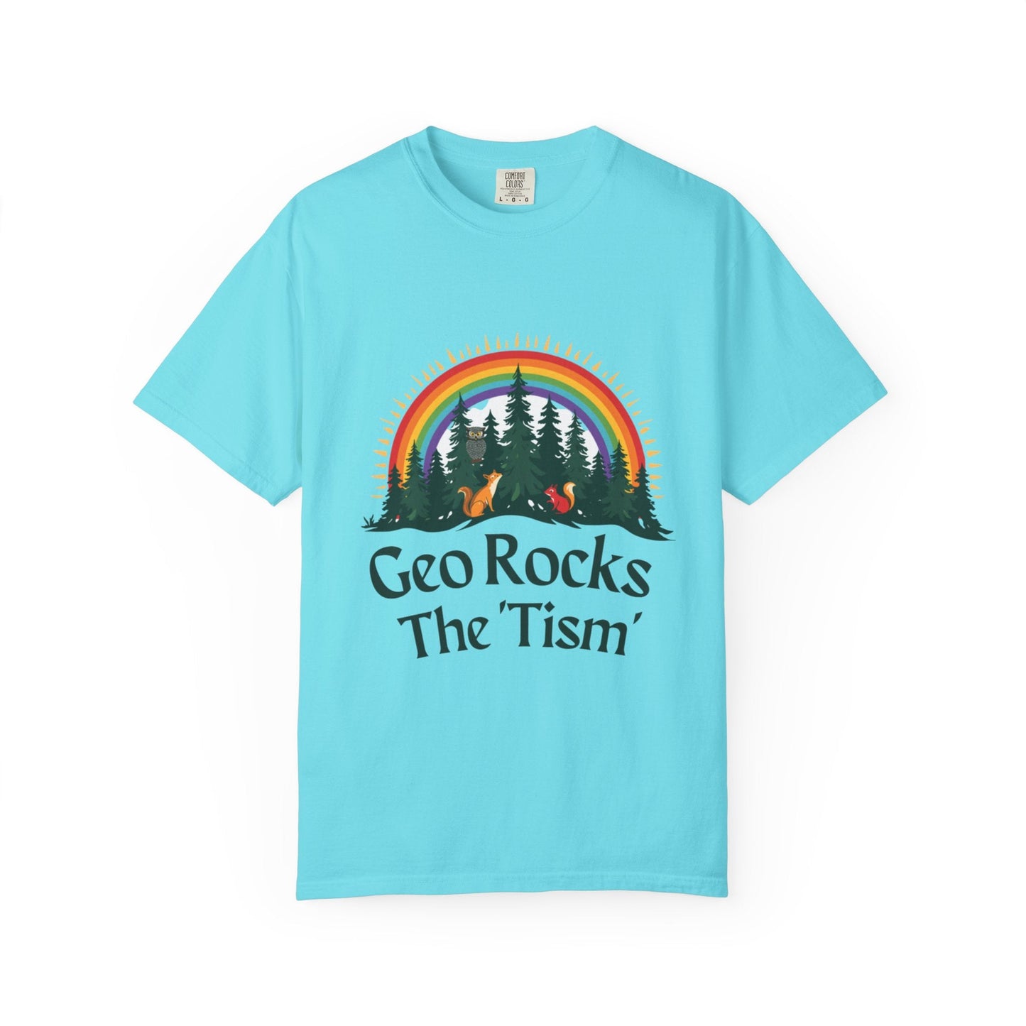 "Geo Rocks The 'Tism" Forest Design Garment - Dyed T-Shirt | Comfort Colors | 9 Colors, S–4XL - Geo Rocks The 'Tism