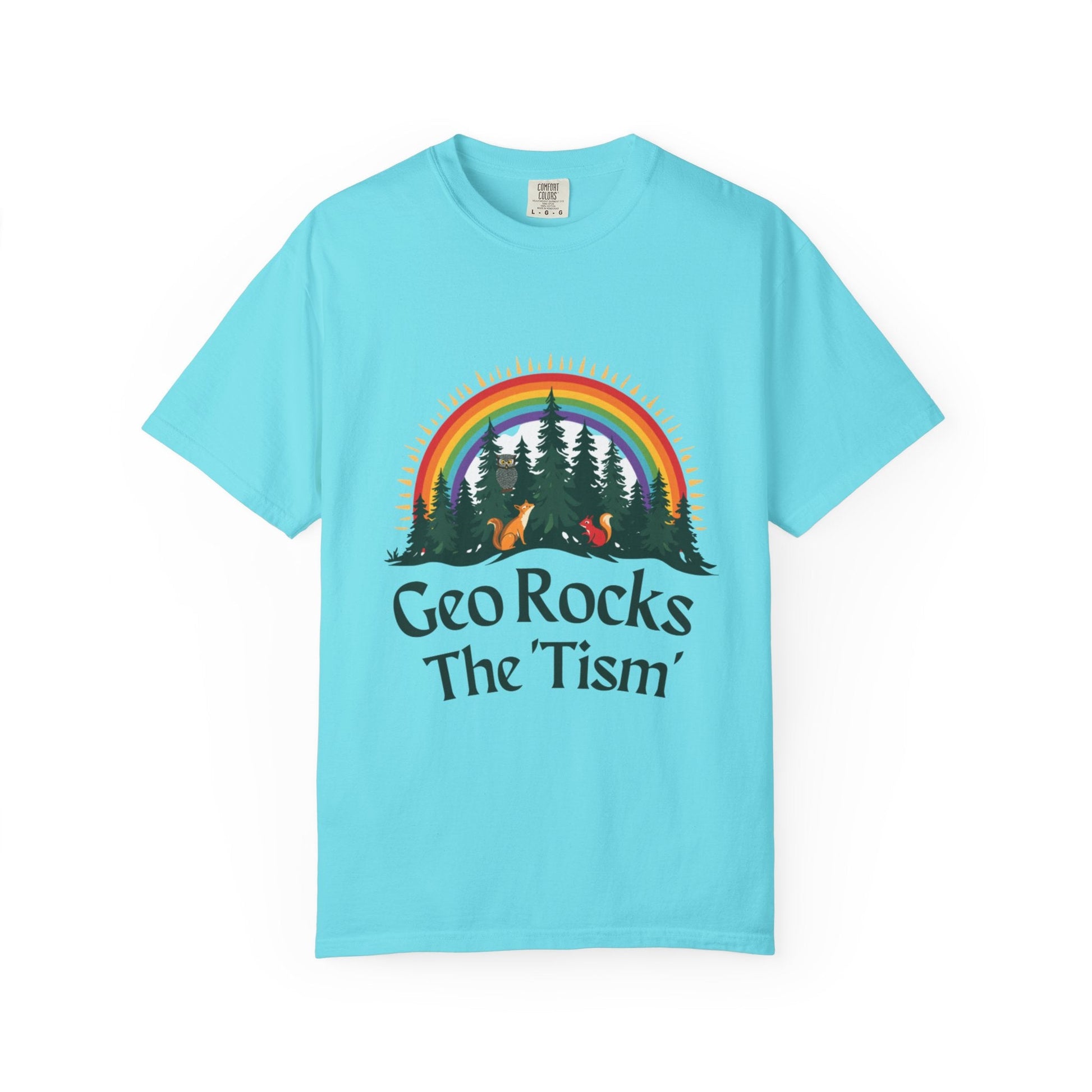"Geo Rocks The 'Tism" Forest Design Garment - Dyed T-Shirt | Comfort Colors | 9 Colors, S–4XL - Geo Rocks The 'Tism