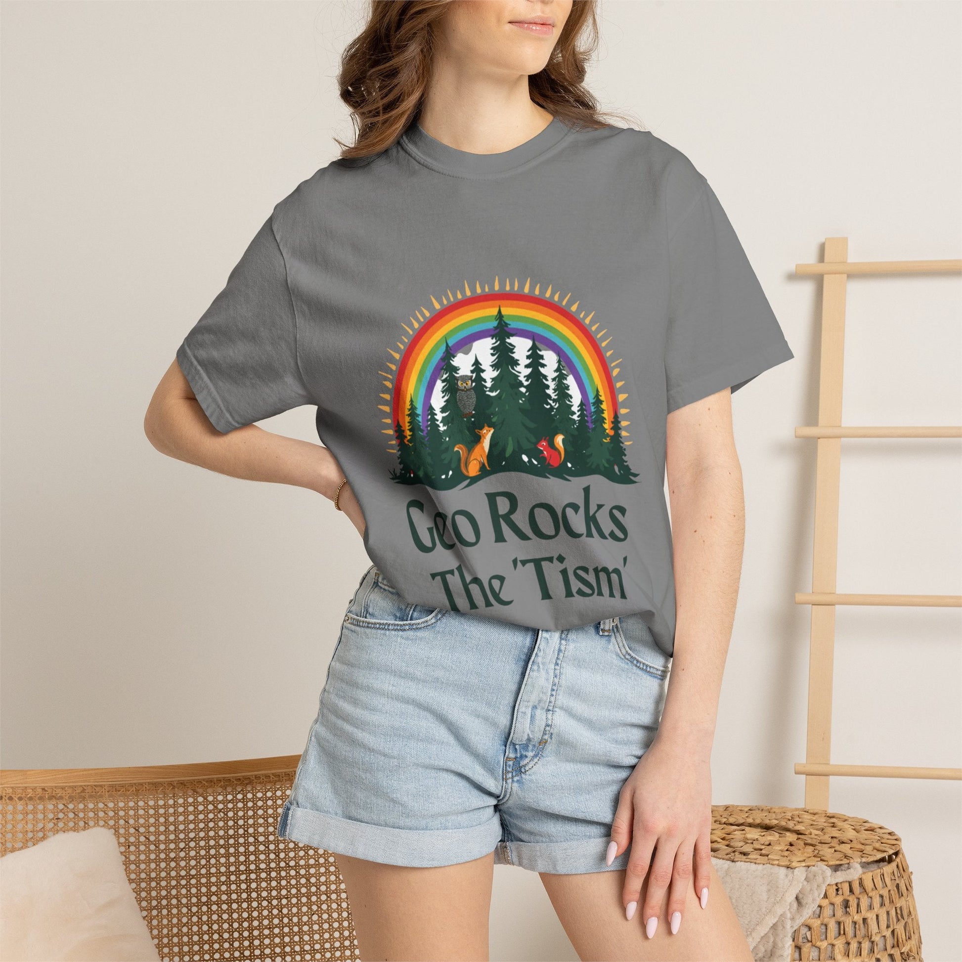 "Geo Rocks The 'Tism" Forest Design Garment - Dyed T-Shirt | Comfort Colors | 9 Colors, S–4XL - Geo Rocks The 'Tism