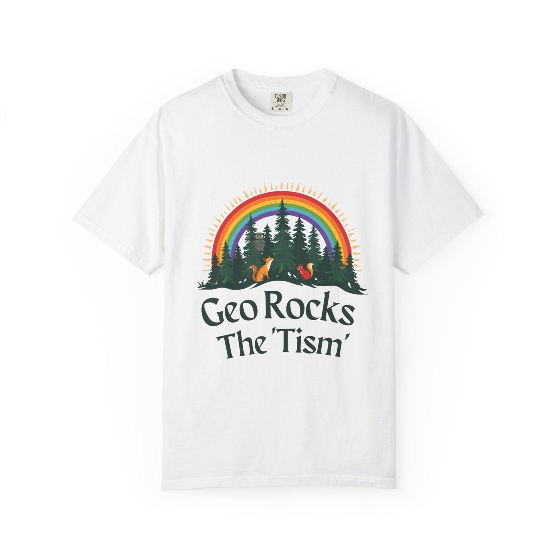 "Geo Rocks The 'Tism" Forest Design Garment - Dyed T-Shirt | Comfort Colors | 9 Colors, S–4XL - Geo Rocks The 'Tism