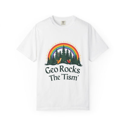 "Geo Rocks The 'Tism" Forest Design Garment - Dyed T-Shirt | Comfort Colors | 9 Colors, S–4XL - Geo Rocks The 'Tism