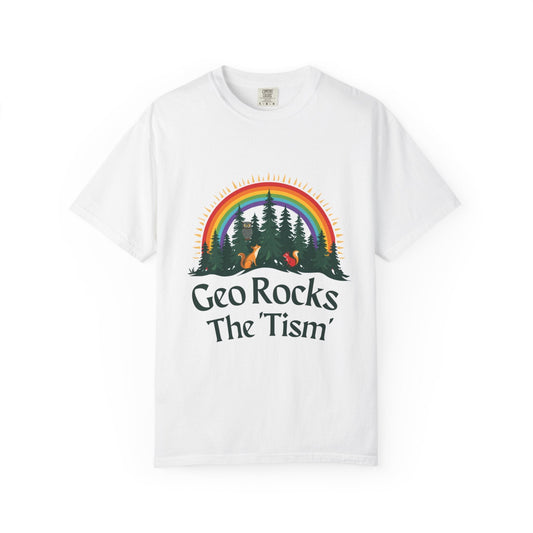 "Geo Rocks The 'Tism" Forest Design Garment - Dyed T-Shirt | Comfort Colors | 9 Colors, S–4XL - Geo Rocks The 'Tism