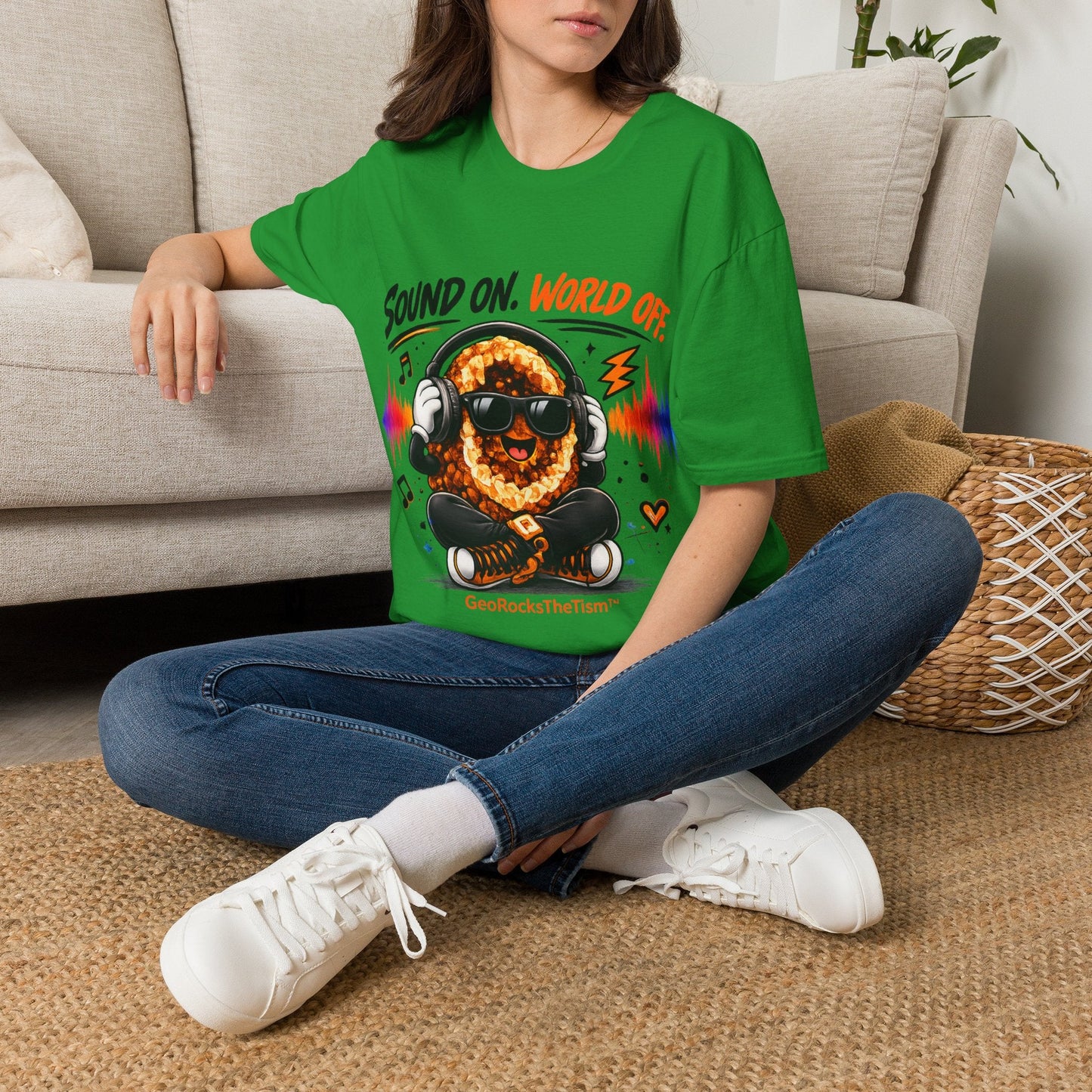 Geo Rocks the 'Tism Teen Stimming Geode "Sound On, World Off" Tee - Geo Rocks The 'Tism