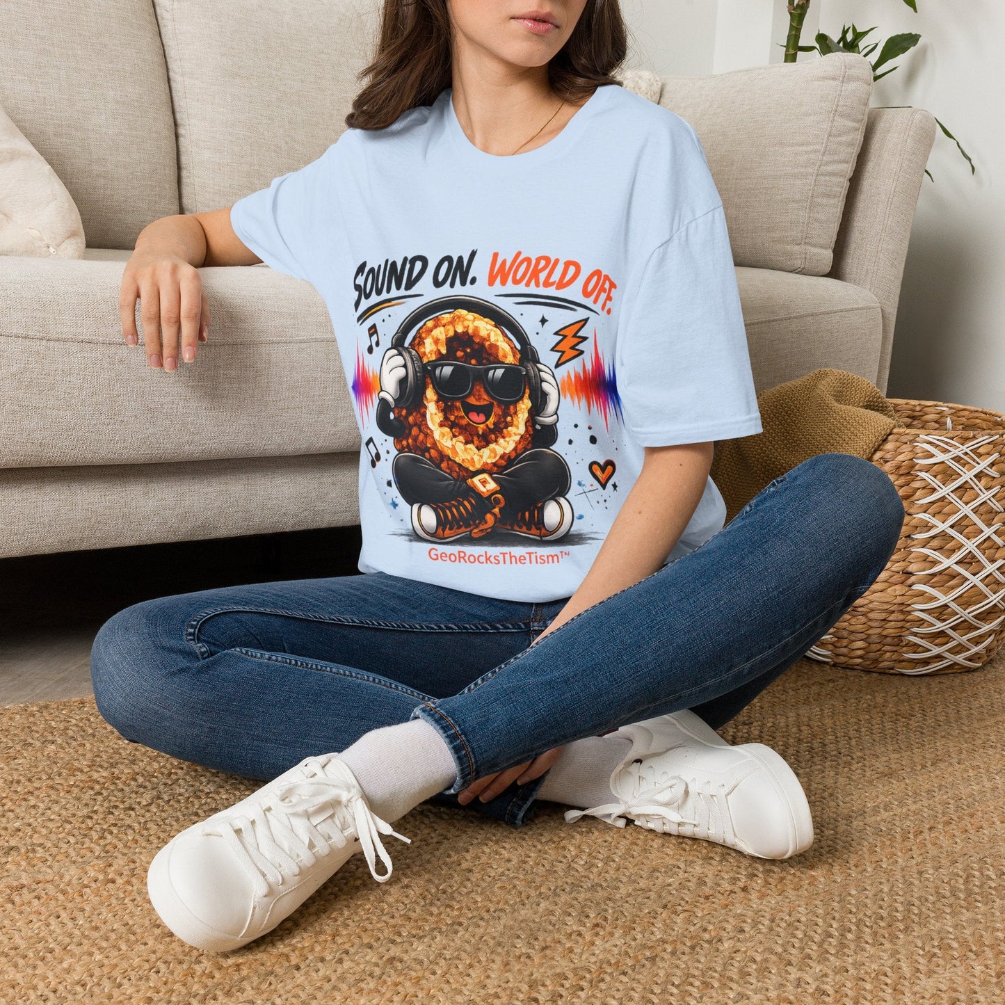 Geo Rocks the 'Tism Teen Stimming Geode "Sound On, World Off" Tee - Geo Rocks The 'Tism