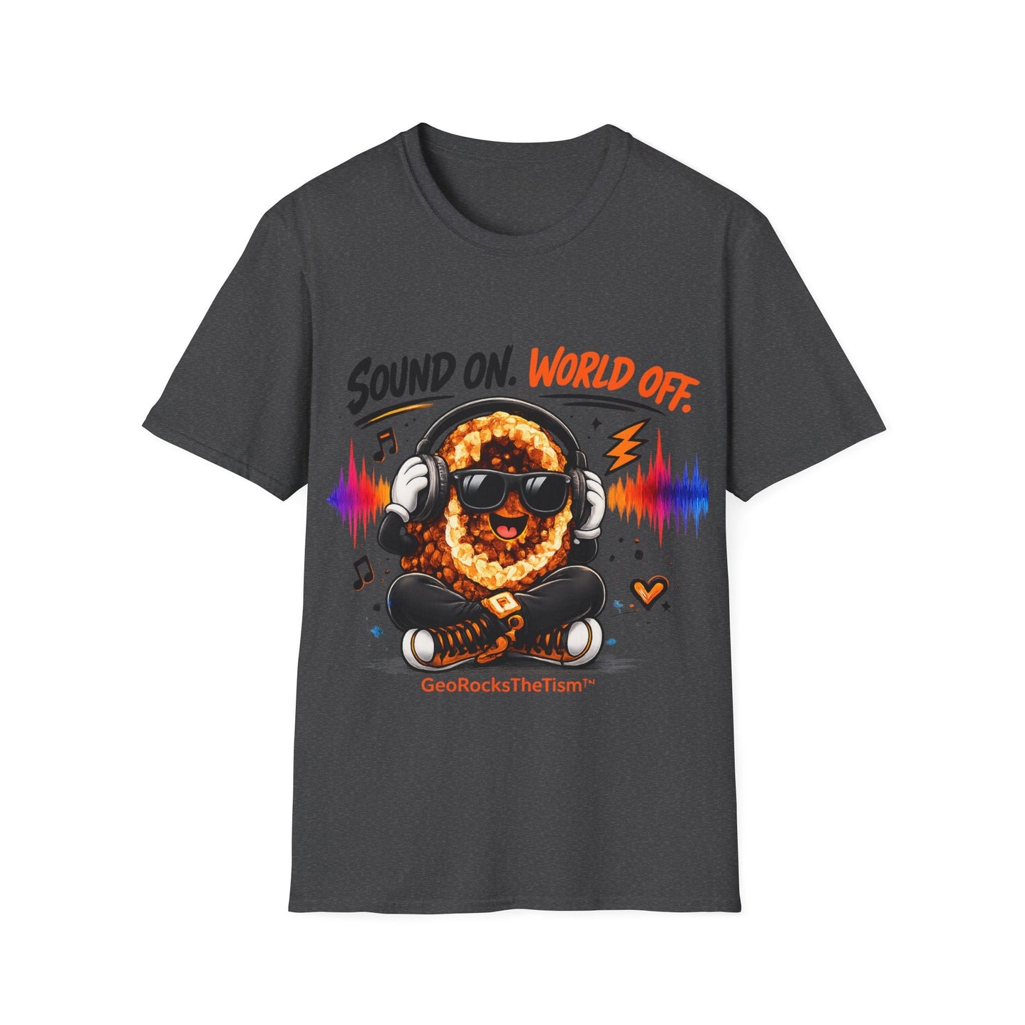 Geo Rocks the 'Tism Teen Stimming Geode "Sound On, World Off" Tee - Geo Rocks The 'Tism