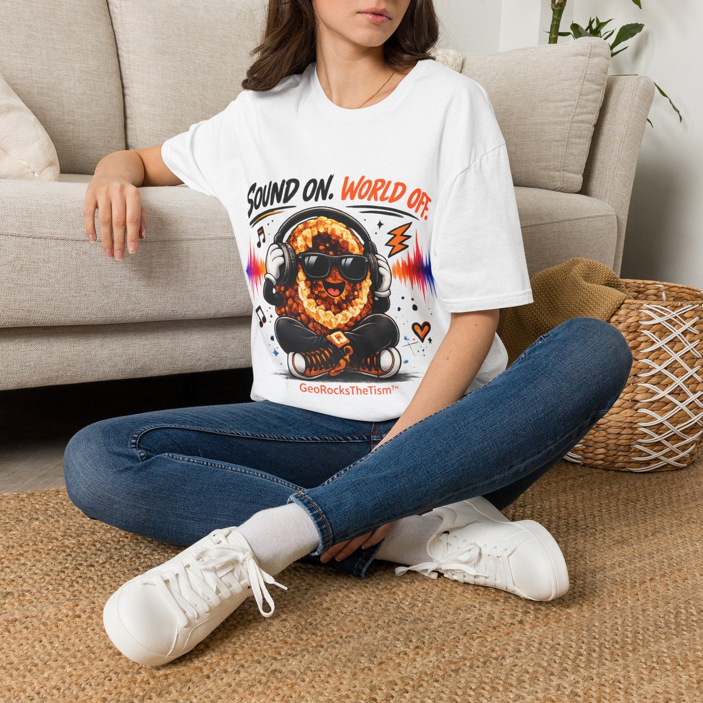 Geo Rocks the 'Tism Teen Stimming Geode "Sound On, World Off" Tee - Geo Rocks The 'Tism