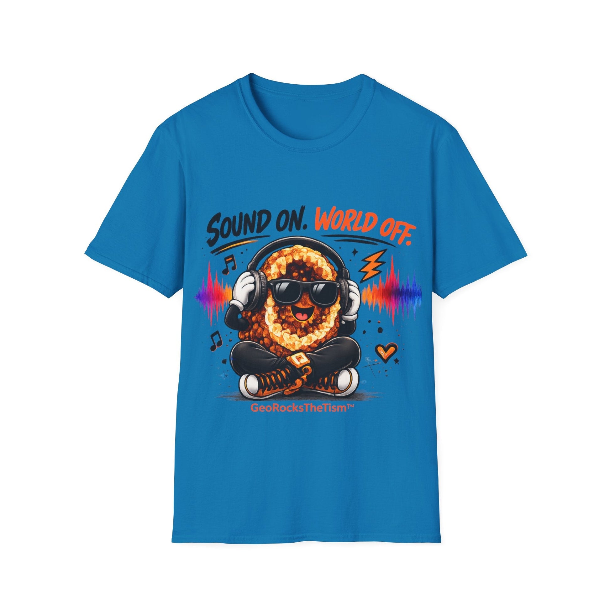 Geo Rocks the 'Tism Teen Stimming Geode "Sound On, World Off" Tee - Geo Rocks The 'Tism