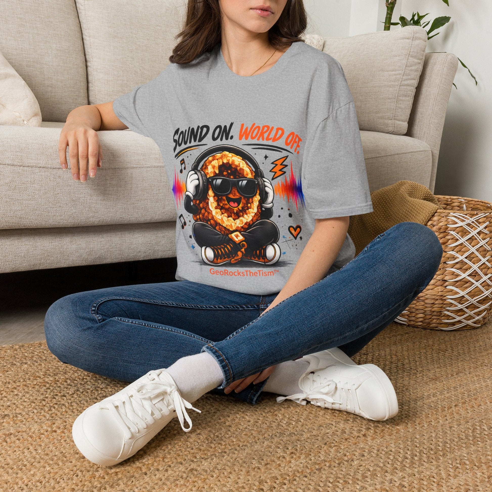 Geo Rocks the 'Tism Teen Stimming Geode "Sound On, World Off" Tee - Geo Rocks The 'Tism