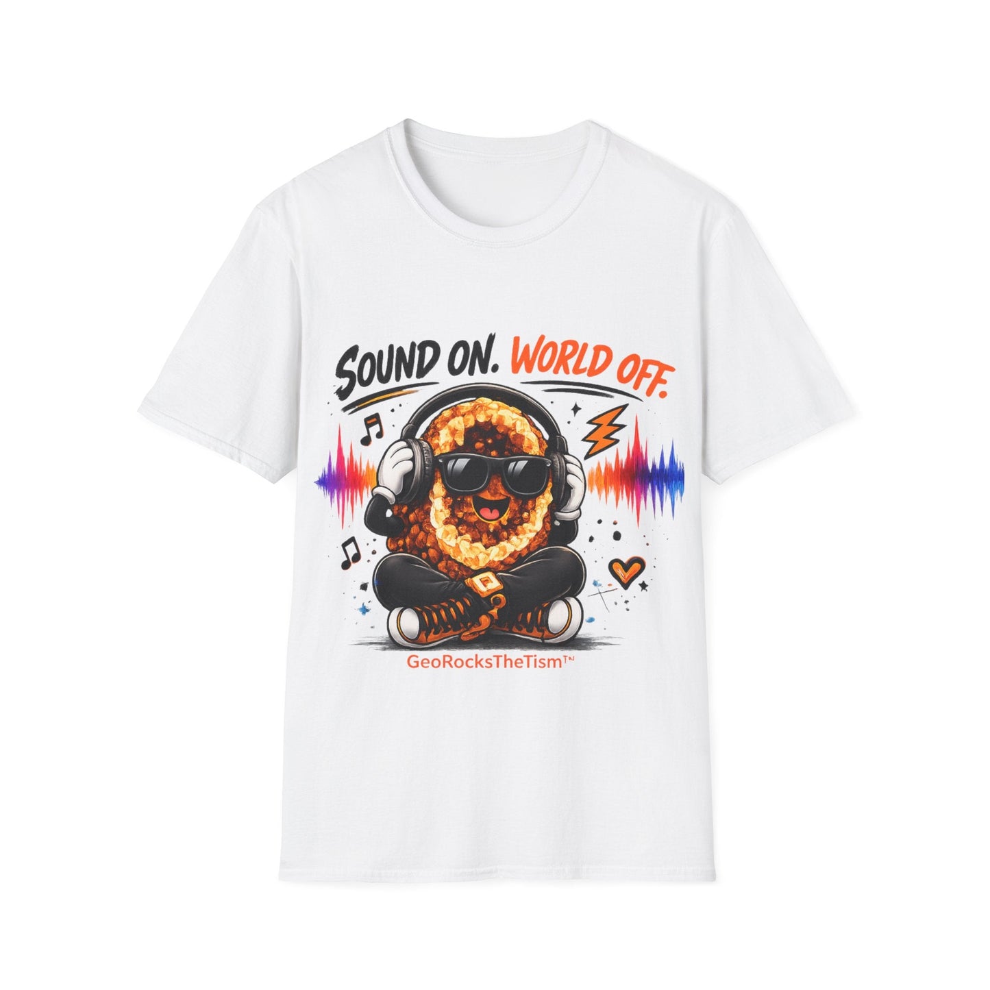 Geo Rocks the 'Tism Teen Stimming Geode "Sound On, World Off" Tee - Geo Rocks The 'Tism