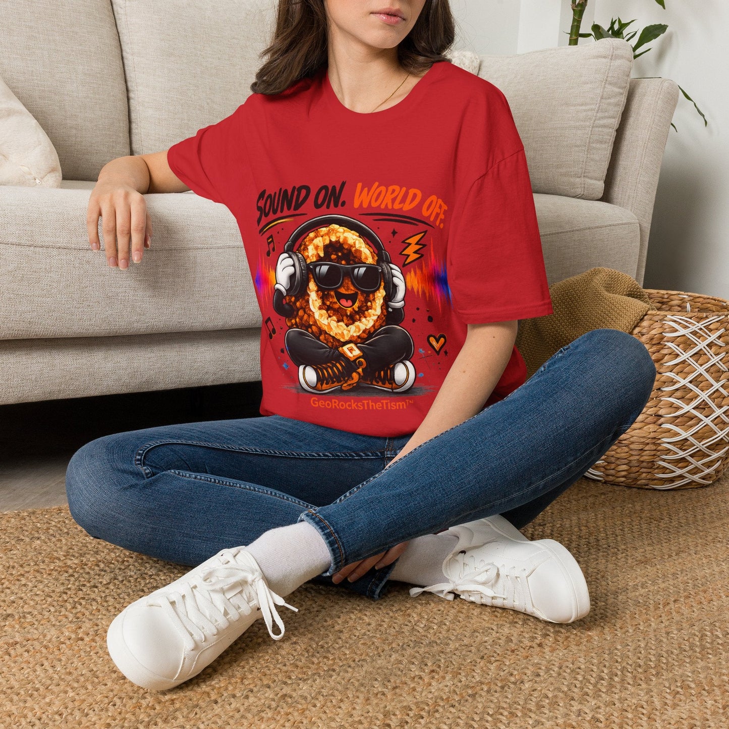 Geo Rocks the 'Tism Teen Stimming Geode "Sound On, World Off" Tee - Geo Rocks The 'Tism