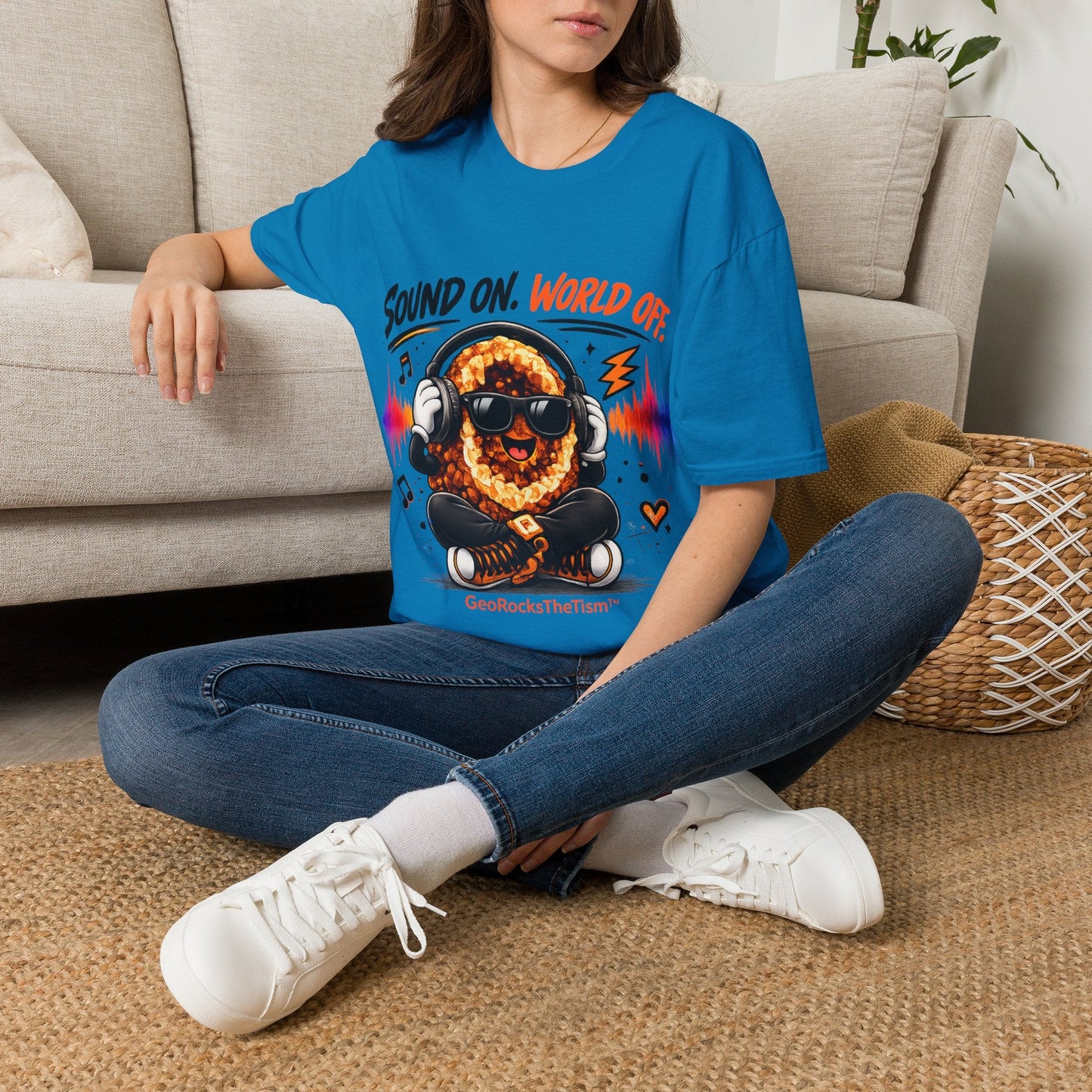 Geo Rocks the 'Tism Teen Stimming Geode "Sound On, World Off" Tee - Geo Rocks The 'Tism