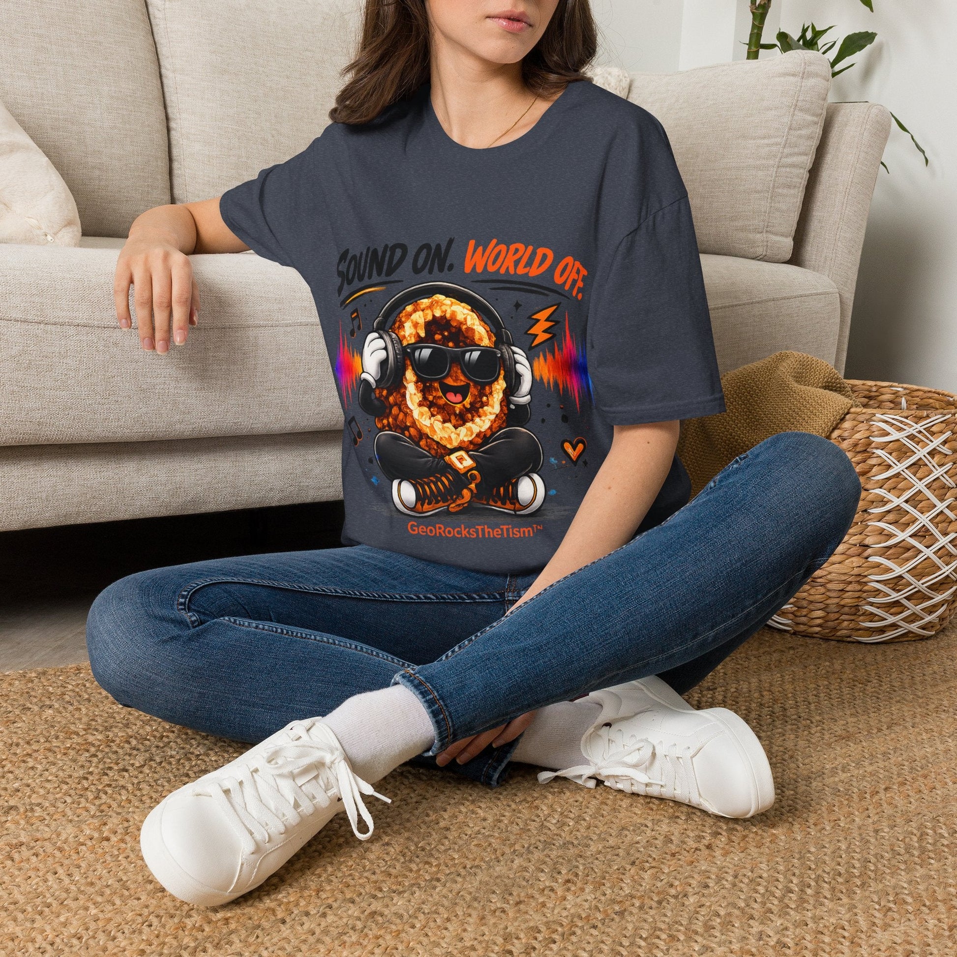 Geo Rocks the 'Tism Teen Stimming Geode "Sound On, World Off" Tee - Geo Rocks The 'Tism
