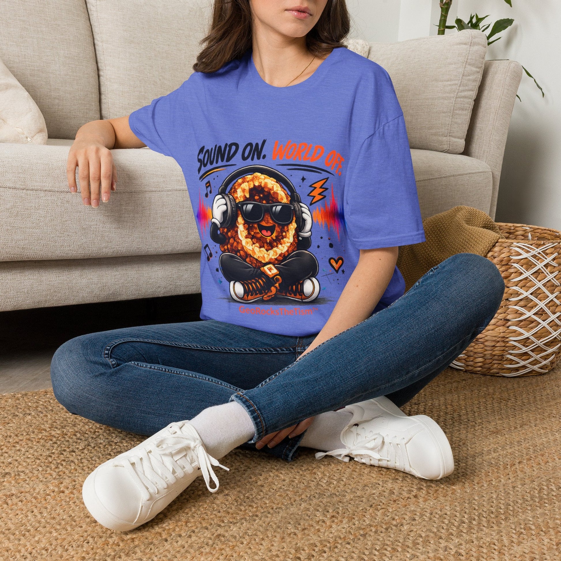 Geo Rocks the 'Tism Teen Stimming Geode "Sound On, World Off" Tee - Geo Rocks The 'Tism