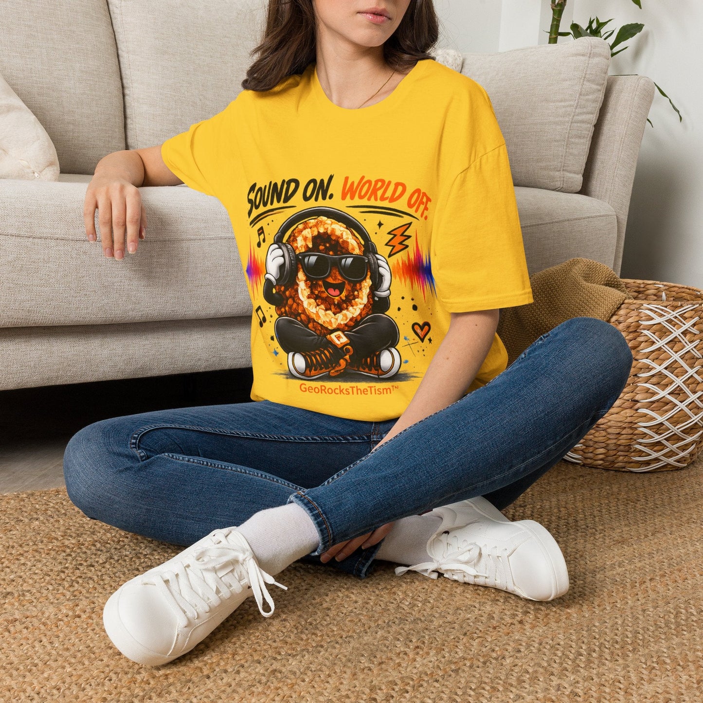 Geo Rocks the 'Tism Teen Stimming Geode "Sound On, World Off" Tee - Geo Rocks The 'Tism
