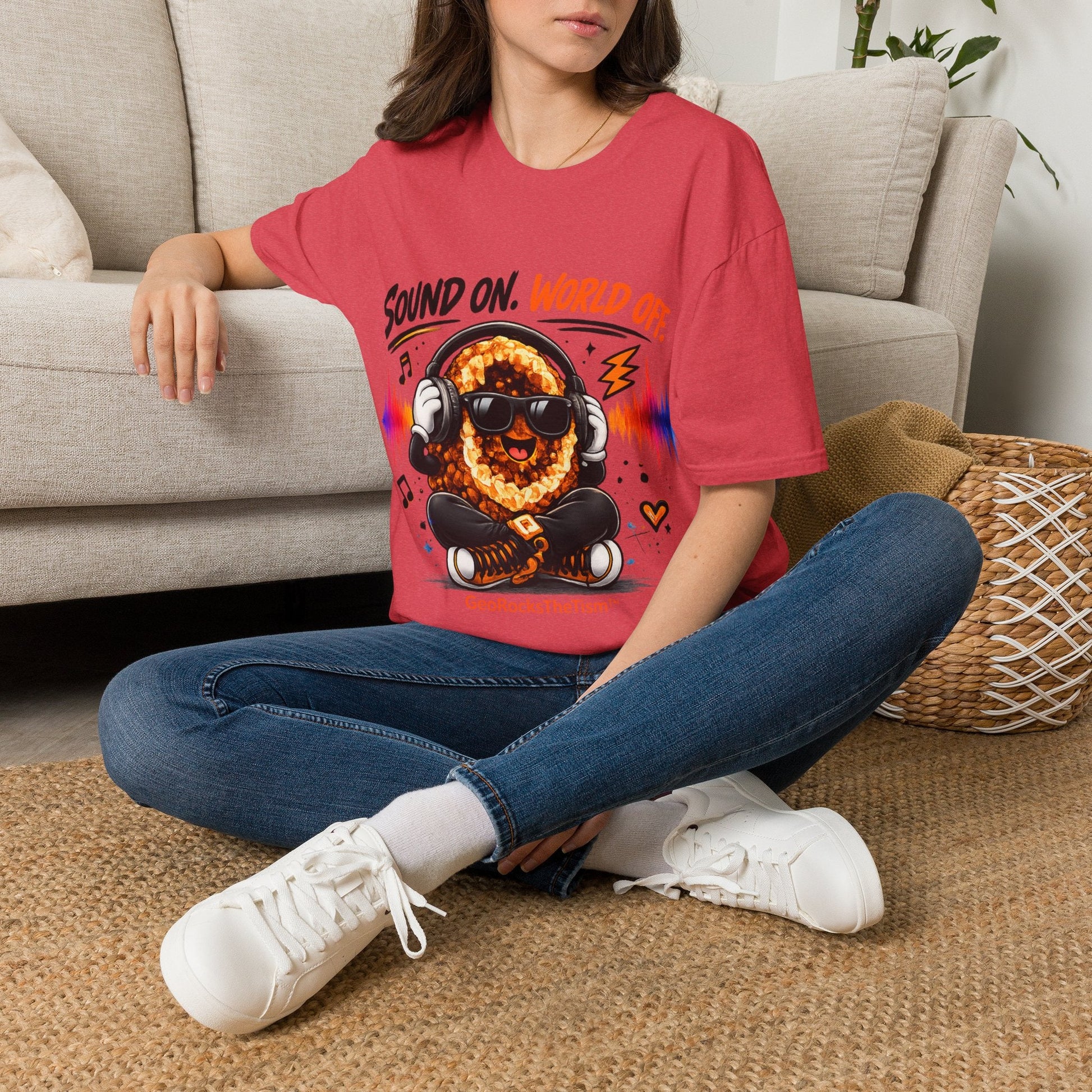 Geo Rocks the 'Tism Teen Stimming Geode "Sound On, World Off" Tee - Geo Rocks The 'Tism
