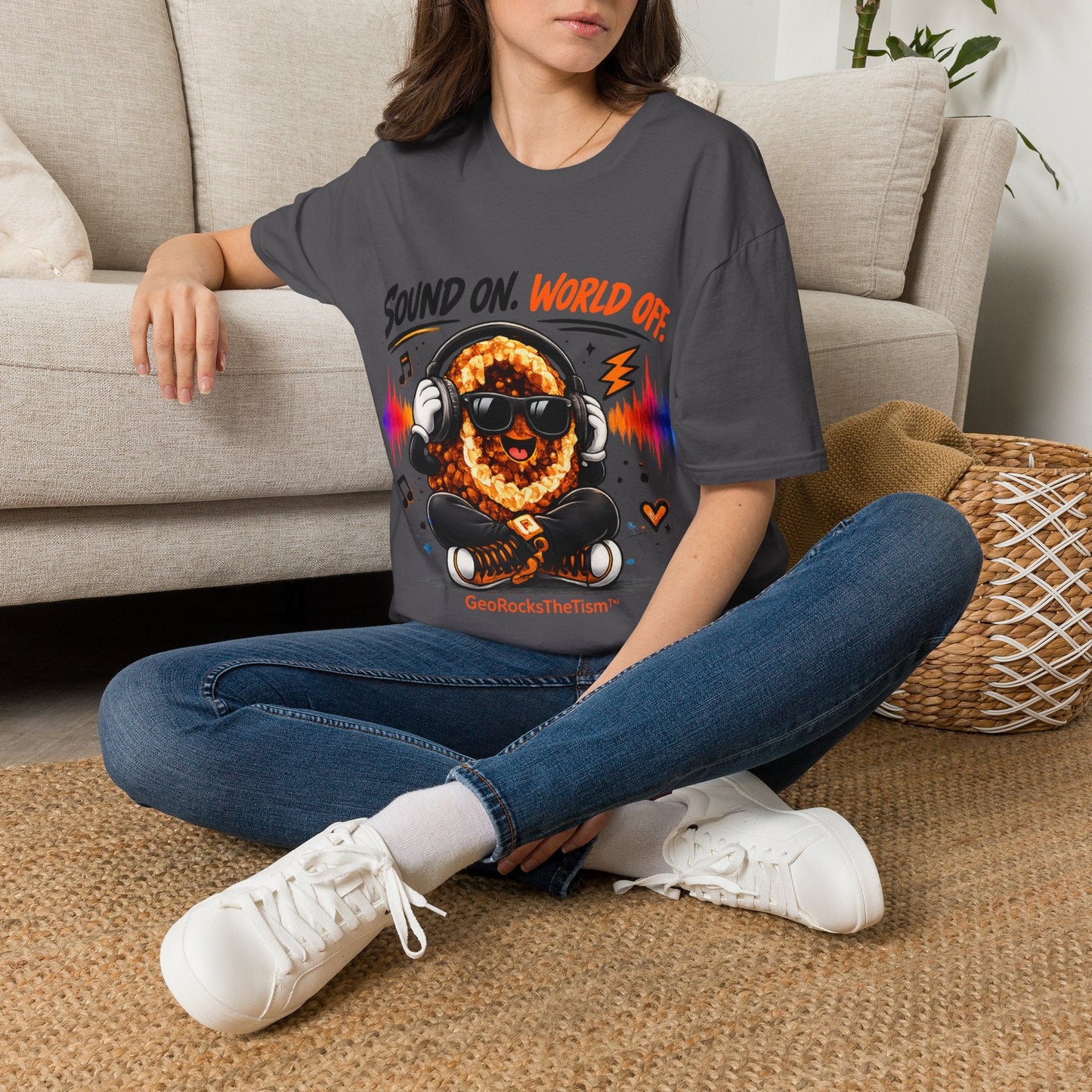 Geo Rocks the 'Tism Teen Stimming Geode "Sound On, World Off" Tee - Geo Rocks The 'Tism
