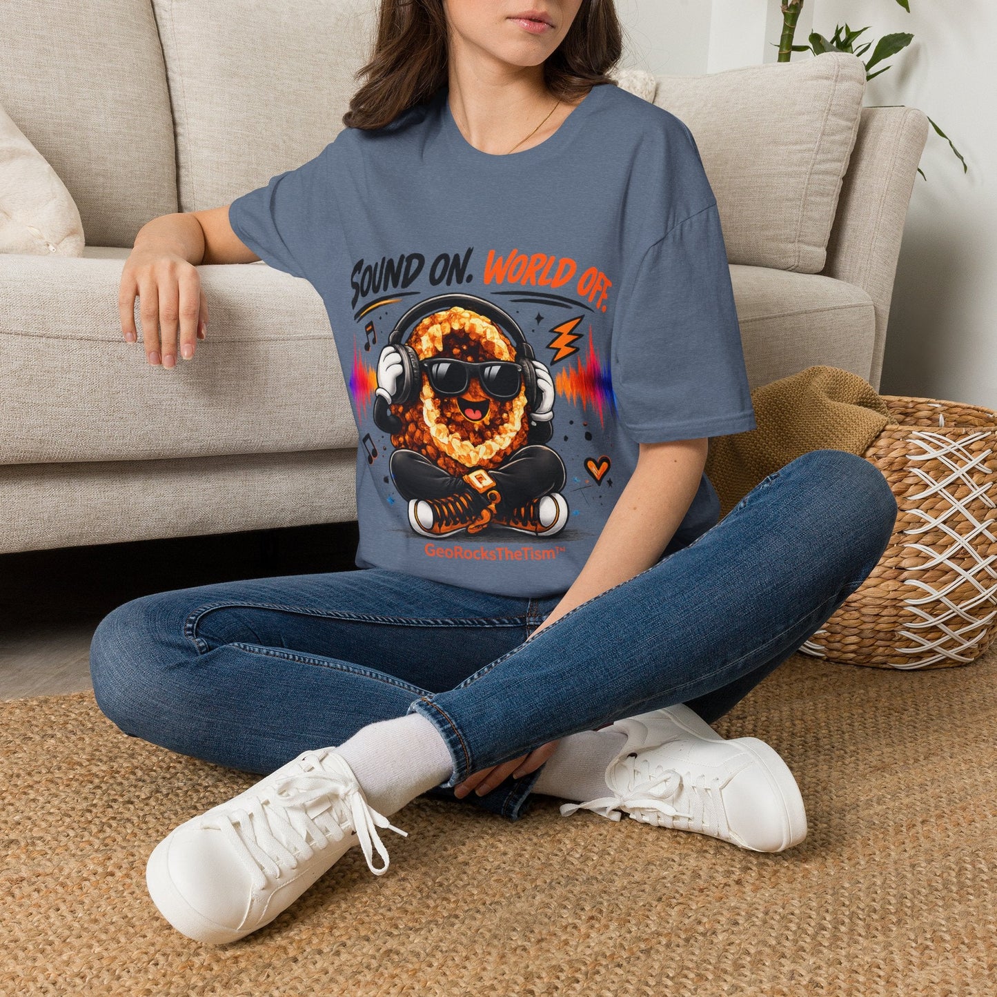 Geo Rocks the 'Tism Teen Stimming Geode "Sound On, World Off" Tee - Geo Rocks The 'Tism