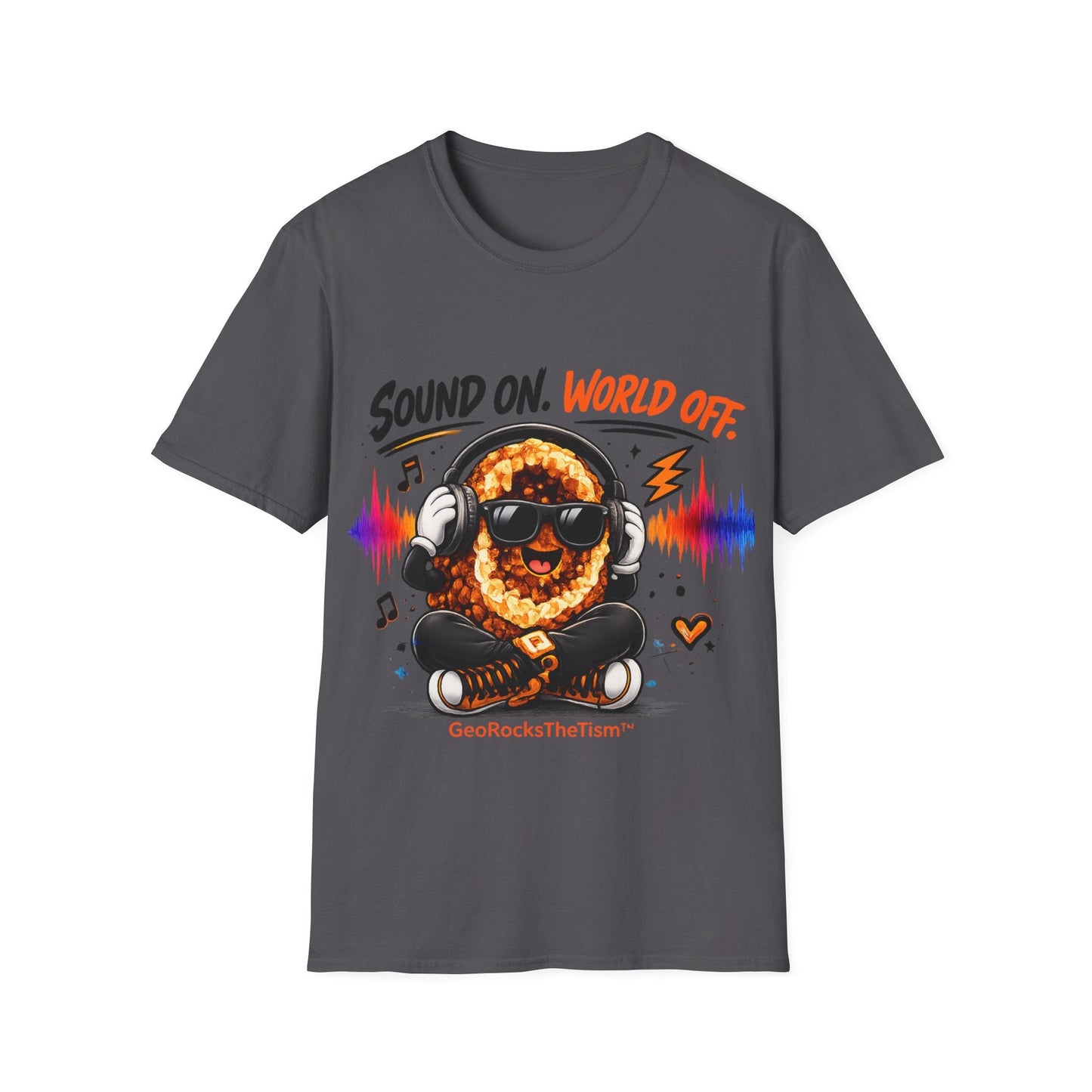 Geo Rocks the 'Tism Teen Stimming Geode "Sound On, World Off" Tee - Geo Rocks The 'Tism